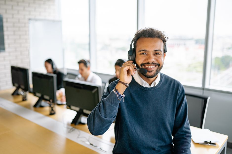 Outbound sales team making calls